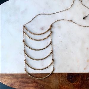 Extra Long Ribbed Statement Necklace